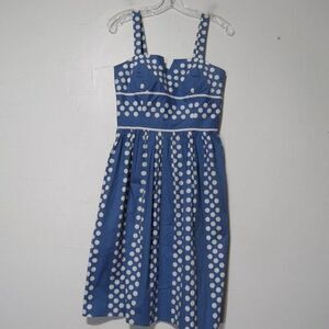 Madison leigh Dress ladies 8 Blue White Sleeveless‎ Midi
